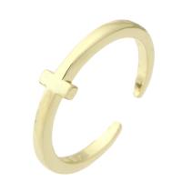 Sárgaréz Mandzsetta Finger Ring, Kerek, arany színű aranyozott, divat ékszerek & a nő, aranysárga, 2mm, Lyuk:Kb 1mm, Méret:7.5, 10PC-k/Lot, Által értékesített Lot