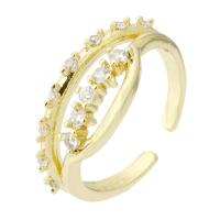 Mosaz Manžeta prst prsten, Kolo, barva pozlacený, módní šperky & micro vydláždit kubické zirkony & pro ženy, zlatý, 2.50mm, Otvor:Cca 1mm, Velikost:7, 10PC/Lot, Prodáno By Lot