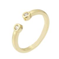 Brass Cuff Finger Ring, Round, gold color plated, fashion jewelry & micro pave cubic zirconia & for woman, golden, 2mm, Hole:Approx 1mm, US Ring Size:7, 10PCs/Lot, Sold By Lot