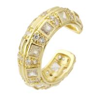 cobre Cuff Ring Finger, Roda, cromado de cor dourada, joias de moda & micro pavimento em zircônia cúbica & para mulher, dourado, 8mm, Buraco:Aprox 1mm, tamanho:7.5, 10PCs/Lot, vendido por Lot