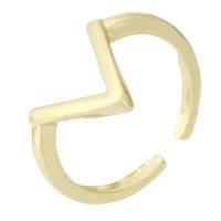 Mässing Cuff finger ring, Rund, guldfärg pläterade, mode smycken & för kvinna, gyllene, 2mm, Hål:Ca 1mm, Storlek:7, 10PC/Lot, Säljs av Lot