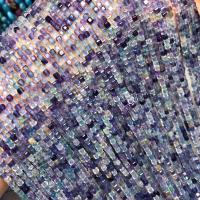 Fluorit Perlen, Buntes Fluorit, Quadrat, poliert, DIY & facettierte, gemischte Farben, 3x3mm, verkauft per ca. 38 cm Strang