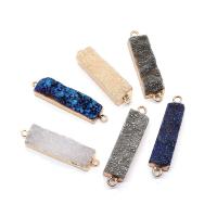 Ice Quartz Agate Connetor, with Brass, Rectangle, gold color plated, druzy style & DIY & 1/1 loop, more colors for choice, 11x45mm, Sold By PC