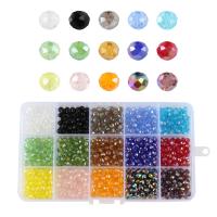 Kristall-Perlen, Kristall, mit Kunststoff Kasten, rund, bunte Farbe plattiert, DIY & facettierte, gemischte Farben, 174x100x23mm, ca. 750PCs/Box, verkauft von Box