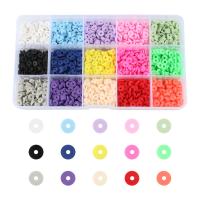 Polymer Clay Gyöngyök, Lapos kerek, DIY, kevert színek, 174x100x23mm, Kb 3000PC-k/Box, Által értékesített Box