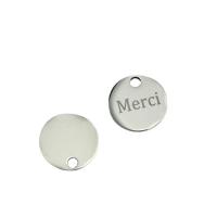 Stainless Steel Tag Charm 304 Stainless Steel Round DIY original color 15mm Sold By Bag