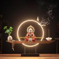 Backflow Incense Burner, Porcelain, handmade, for home and office & durable & with LED light & multifunctional, more colors for choice, 490x110x375mm, Sold By PC