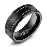 Tungsten Steel Finger Ring & for man black 8mm Sold By PC