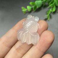 Natural Chalcedony Pendant, Goldfish, Carved, more colors for choice, 33x25mm, Sold By PC