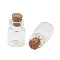 Glass Wish Bottle, with wood stopper, blow, DIY, clear, 15x22mm, 20PCs/Set, Sold By Set