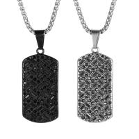 Titanium Steel Pendants Square Vacuum Ion Plating DIY & micro pave cubic zirconia & for man Sold By PC