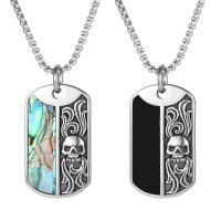 Titanium Steel Pendants, with Shell, Square, polished, DIY & for man, more colors for choice, 26.20x45.70mm, Sold By PC