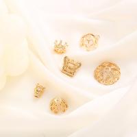 Capuchon pour perle en laiton, couleur de haute qualité d'or plaqué, styles différents pour le choix & pavé de micro zircon, Vendu par PC