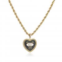 Messing Halskette, Herz, goldfarben plattiert, für Frau & Emaille, keine, 25x25mm, Länge:ca. 17.7 ZollInch, verkauft von PC