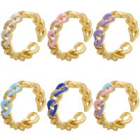 Brass Cuff Finger Ring gold color plated Adjustable & micro pave cubic zirconia & for woman & enamel & hollow 23.50mm Sold By PC
