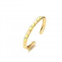 Brass Cuff Bangle gold color plated Adjustable & micro pave cubic zirconia & for woman & enamel Sold By PC
