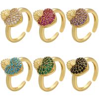 Cubic Zirconia Micro Pave Brass Ring, plated, Adjustable & micro pave cubic zirconia & for woman, more colors for choice, 22.50x21.50mm, Sold By PC