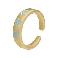 Brass Cuff Finger Ring, gold color plated, Adjustable & for woman & enamel, more colors for choice, 21mm, Sold By PC