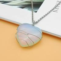 Natural Stone Necklace Truly in Love Heart polished fashion jewelry & Unisex & oval chain Sold Per 50 cm Strand