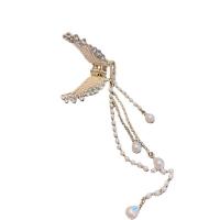 Hair Claw Clips Zinc Alloy with Plastic Pearl Butterfly gold color plated & for woman & with rhinestone Sold By PC