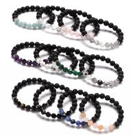 Gemstone Bracelet with Lava & Unisex & faceted 8mm Length Approx 7.28 Inch Sold By PC