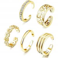 Cupronickel Ring Set, galvanizált, 5 darab & állítható & a nő & strasszos, több színt a választás, nikkel, ólom és kadmium mentes, Által értékesített Set