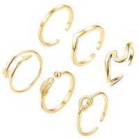 Miedzionikiel Zestaw pierścień, Powlekane, 6 sztuk & regulowany & dla kobiety, dostępnych więcej kolorów, bez zawartości niklu, ołowiu i kadmu, sprzedane przez Ustaw