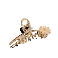 Hair Claw Clips Zinc Alloy with Plastic gold color plated & for woman & with rhinestone 110mm Sold By PC