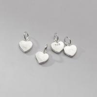 925 Sterling Silver Pendant, Heart, polished, DIY, silver color, 8x7x1.60mm, Sold By PC