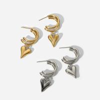 Stainless Steel Drop Earring, 304 Stainless Steel, Heart, plated, for woman, more colors for choice, 35mm, Sold By Pair