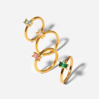 Zirkonia Edelstahl-Finger- Ring, 304 Edelstahl, 18K vergoldet, verschiedene Größen vorhanden & Micro pave Zirkonia & für Frau, keine, verkauft von PC