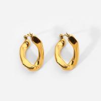 Stainless Steel Huggie Hoop Earring, 304 Stainless Steel, 18K gold plated, for woman, 17.86x27.06mm, Sold By Pair