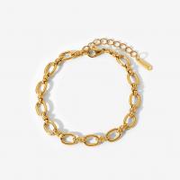Stainless Steel Jewelry Bracelet, 304 Stainless Steel, with 1.57 inch extender chain, 18K gold plated, for woman & hollow, Length:Approx 6.7 Inch, Sold By PC