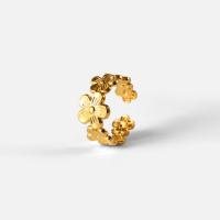 304 Edelstahl Manschette Fingerring, Blume, 18K vergoldet, Einstellbar & für Frau, verkauft von PC