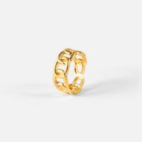 304 Stainless Steel Manžeta prst prsten, 18K pozlacené, Nastavitelný & pro ženy & dutý, Prodáno By PC