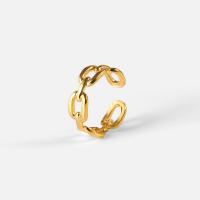 Aço inoxidável 304 Cuff Ring Finger, 18K banhado a ouro, Ajustável & para mulher & vazio, vendido por PC