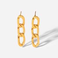 Stainless Steel Drop Earring 304 Stainless Steel 18K gold plated for woman & hollow 42.90mm Approx 2mm Sold By Pair