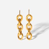 Stainless Steel Drop Earring 304 Stainless Steel 18K gold plated for woman & hollow 40.40mm Approx 2mm Sold By Pair