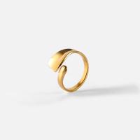 Aço inoxidável 304 Cuff Ring Finger, 18K banhado a ouro, Ajustável & para mulher, vendido por PC