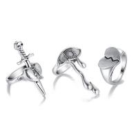 Cink Alloy Ring Set, Cink ötvözet, három darab & divat ékszerek & egynemű, nikkel, ólom és kadmium mentes, Által értékesített Set