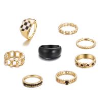 Zinc Alloy Ring Set 8 pieces & fashion jewelry & Unisex & enamel & with rhinestone nickel lead & cadmium free Sold By Set