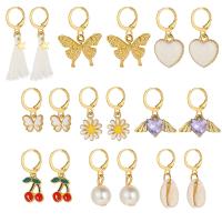 Zinc Alloy Earring Set with Shell & Plastic Pearl nine pieces & fashion jewelry & for woman & with rhinestone nickel lead & cadmium free Sold By Set