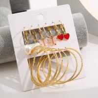 Zinc Alloy Earring Set with Plastic Pearl 6 pieces & fashion jewelry & for woman & with rhinestone nickel lead & cadmium free Sold By Set