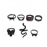 Zinc Alloy Ring Set fashion jewelry & for woman black nickel lead & cadmium free Sold By Set