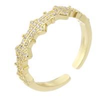 Krychlový Circonia Micro vydláždit mosazný prsten, Mosaz, Kolo, barva pozlacený, módní šperky & micro vydláždit kubické zirkony & pro ženy, zlatý, 5mm, Velikost:7.5, 10páry/Lot, Prodáno By Lot