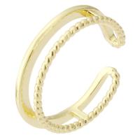 Sárgaréz Mandzsetta Finger Ring, Kerek, arany színű aranyozott, divat ékszerek & a nő, aranysárga, 4.50mm, Méret:7.5, 10PC-k/Lot, Által értékesített Lot