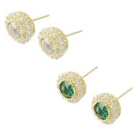 Cubic Zirconia Micro Pave Brass Earring gold color plated fashion jewelry & micro pave cubic zirconia & for woman Sold By Lot