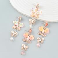 Resin Earring Zinc Alloy with Resin & Acrylic fashion jewelry & for woman & with rhinestone Sold By Pair