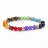 Gemstone Bracelets, silver color plated, fashion jewelry & for man, mixed colors, 8mm, Length:Approx 19 cm, Sold By PC