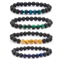 Lava Bracelet, with Tiger Eye, Round, fashion jewelry & for man, more colors for choice, 8mm, Length:Approx 19 cm, Sold By PC